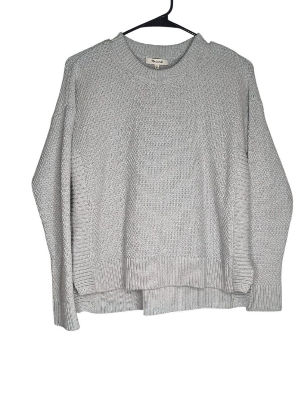 Madewell Light Gray Textured Cotton Pickford Pullover Boxy Sweater Women's XS